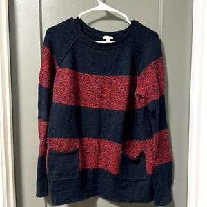 Navy blue and red striped Gap sweater